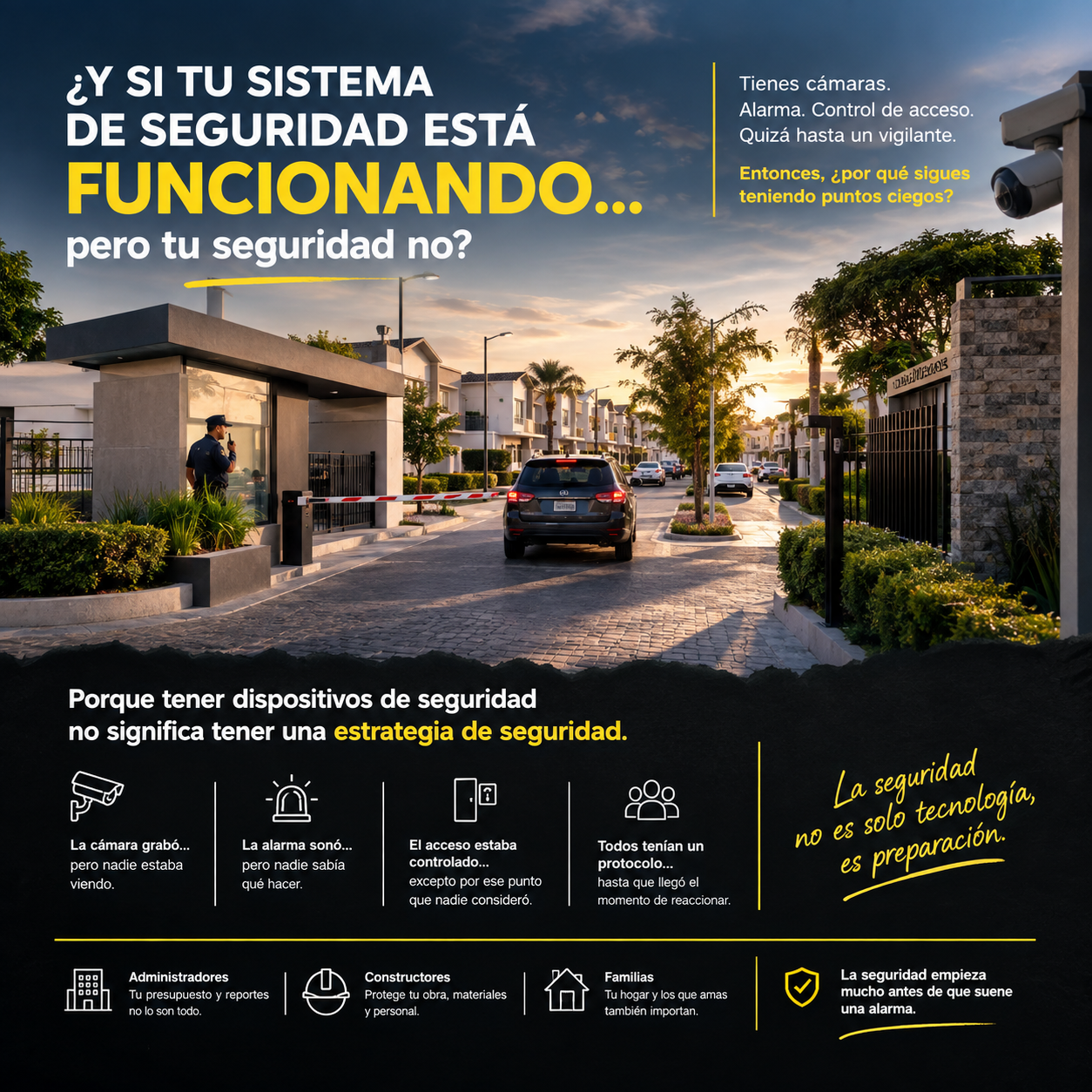 Seguridad en fraccionamientos: por qué tener cámaras y alarmas no es suficiente