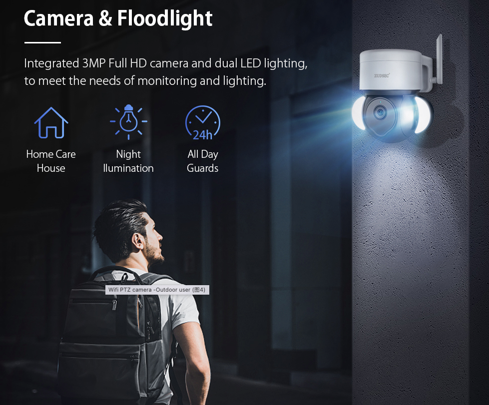 Cámara reflectora PTZ WiFi para exteriores ZDC-Q8