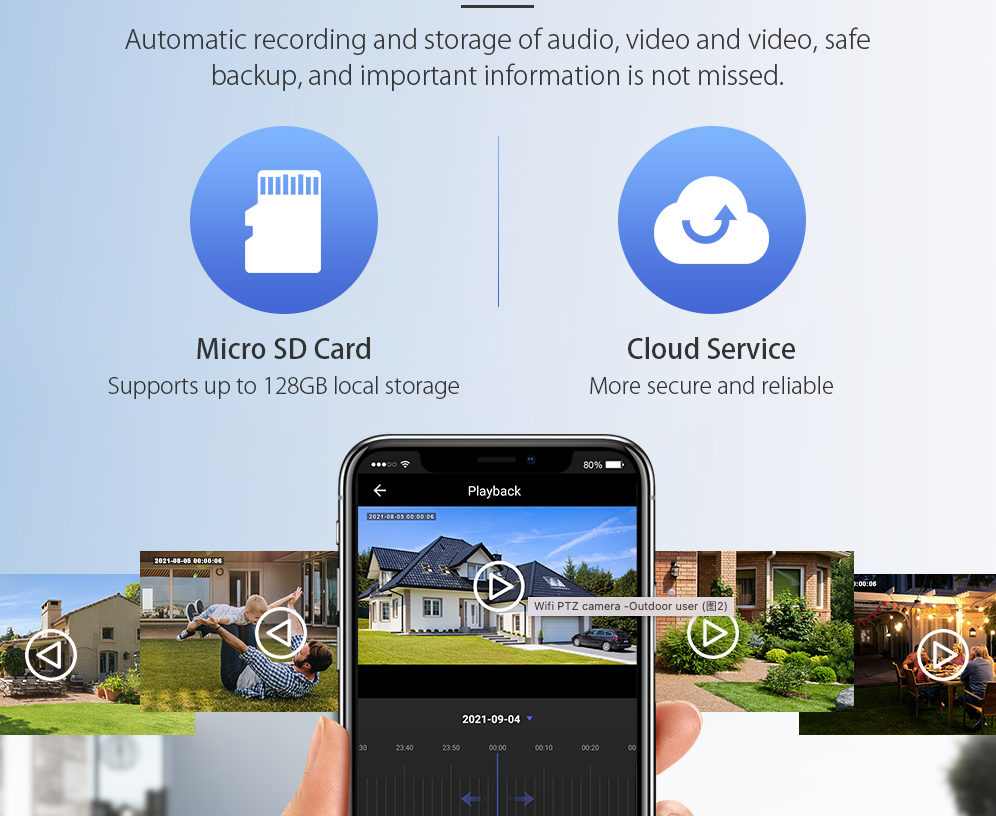 Cámara reflectora PTZ WiFi para exteriores ZDC-Q8