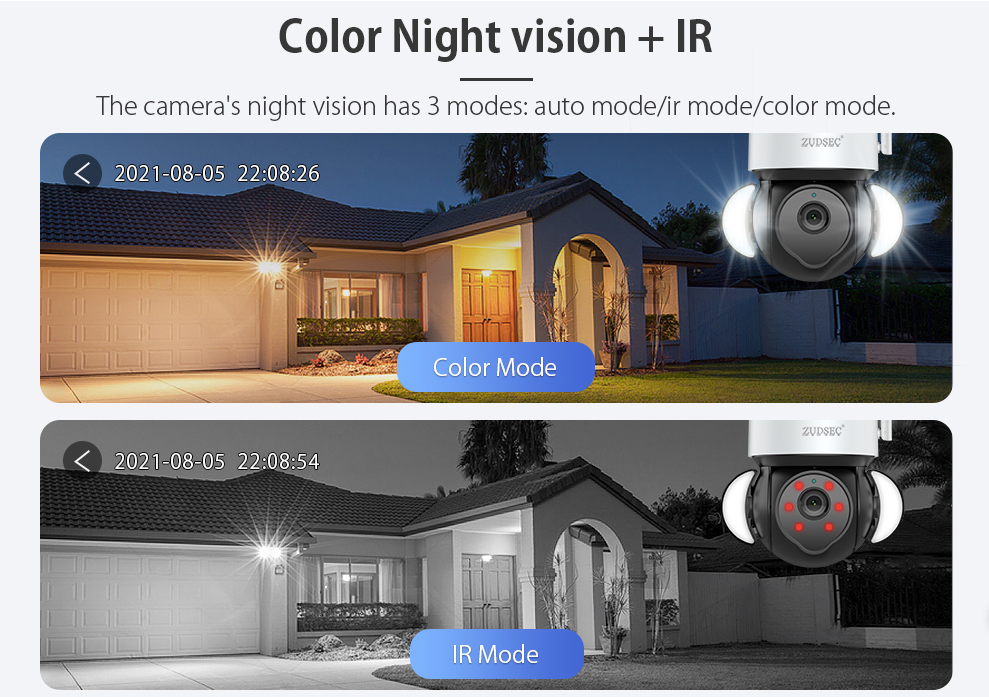 Cámara reflectora PTZ WiFi para exteriores ZDC-Q8
